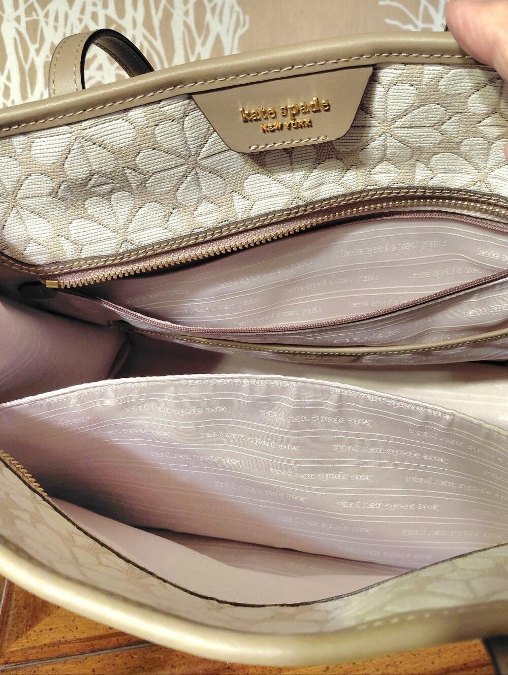 Kate Spade Tote Mini Wristlet Wallet 4 pc Spade Pattern Woven In Northern Italy - Picture 3 of 13